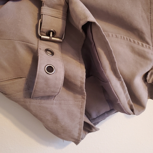 Staccato Taupe Lightweight Faux Suede Satin Lined Moto Jacket Outerwear - Picture 13 of 15